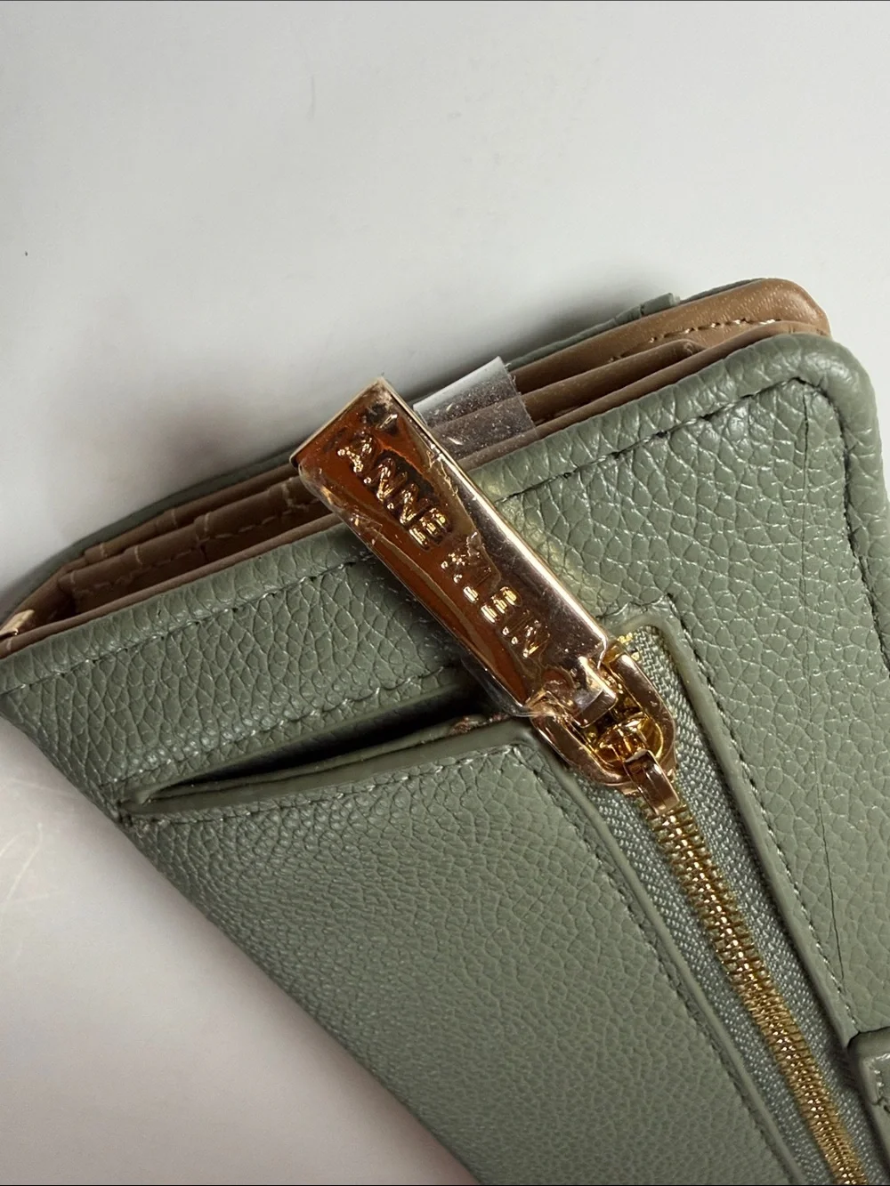 Anne Klein Tan & Olive Leather Card Holder and Long Wallet Set